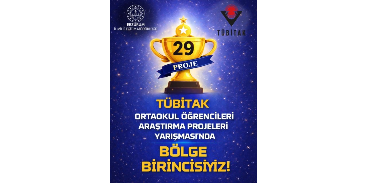 Erzurum, TÜBİTAK ortaokul proje yarışmasında bölge birincisi oldu