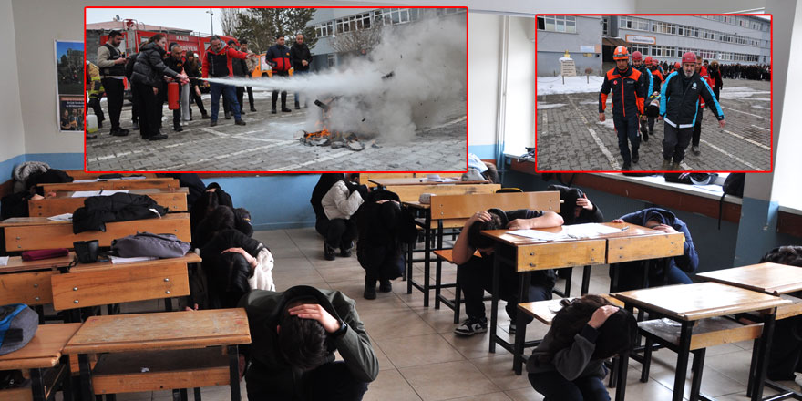 Deprem tatbikatında öğrenciler saniyelerle yarıştı