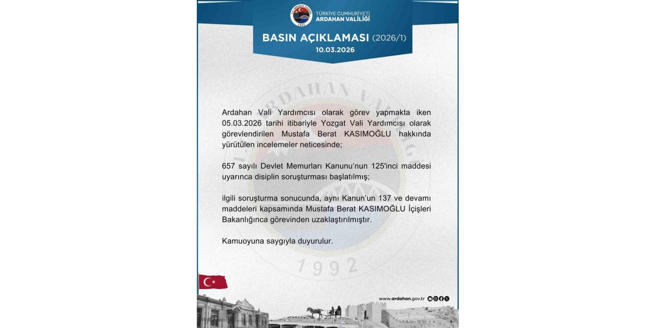 Vali yardımcısı görevden uzaklaştırıldı