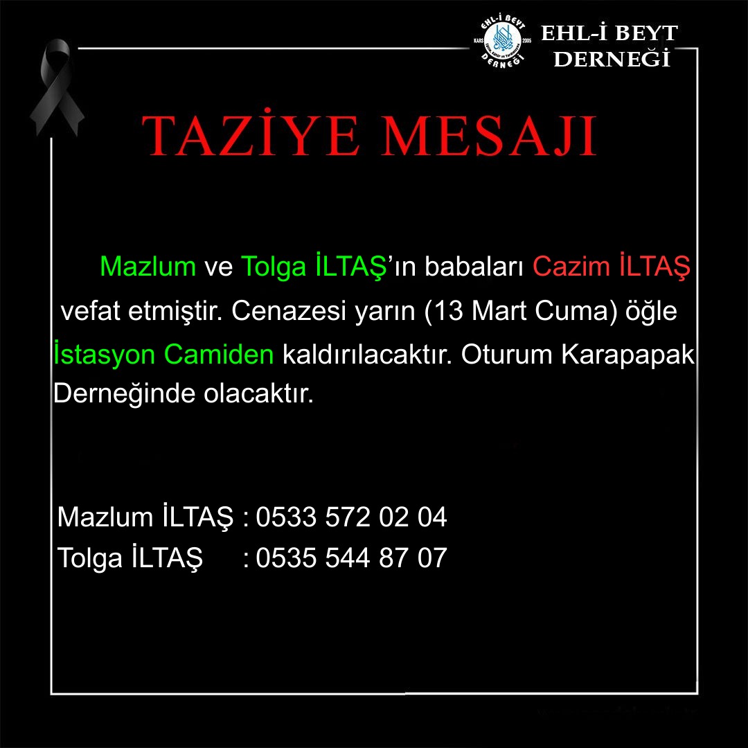 Cazim İLTAŞ vefat etti