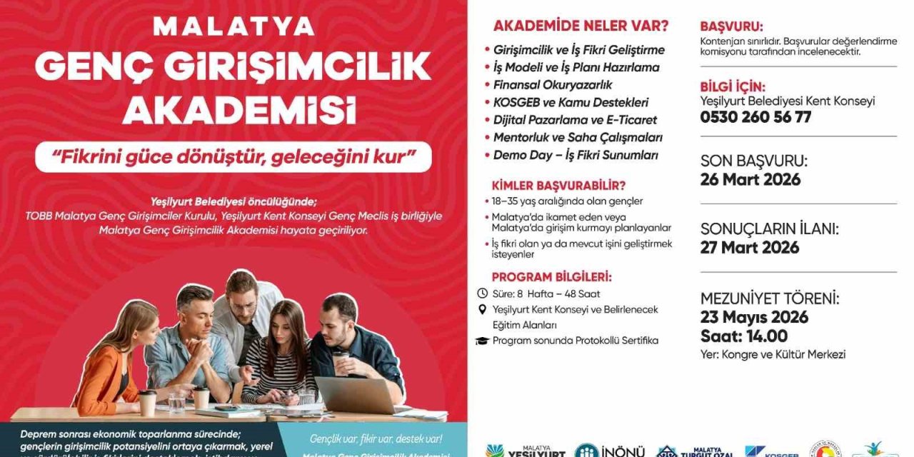 Malatya Genç Girişimcilik Akademisi 28 Mart’ta başlıyor