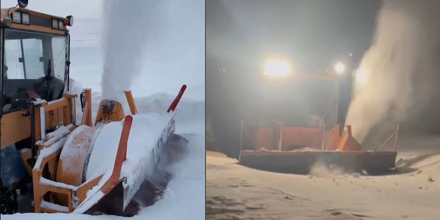 Kars'ta 3 metrelik kar kütleleri rotatifle aşılıyor