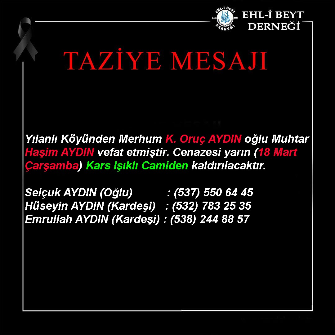 Haşim AYDIN vefat etti