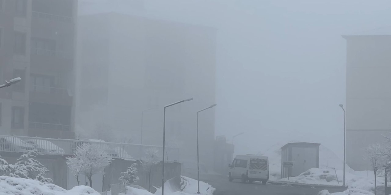 Yüksekova’da yoğun sis seyirlik görüntüler oluşturdu