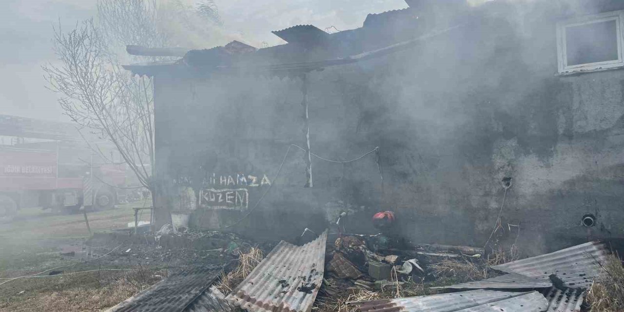 Iğdır’da çıkan yangında ev küle döndü