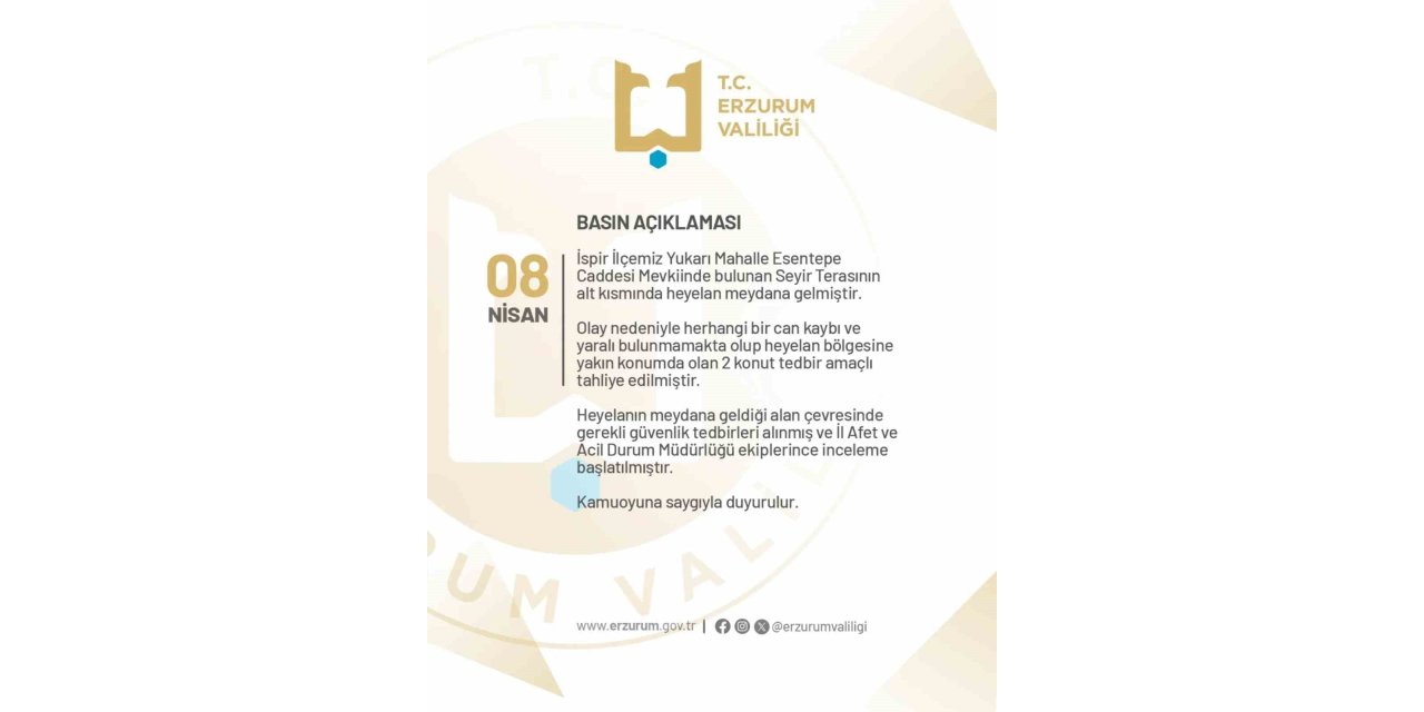 İspir’de korkutan heyelan: 2 konut tahliye edildi