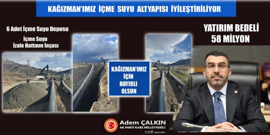 Kağızman’a 58 Milyon TL’lik İçme Suyu Yatırım Çalışması Başladı