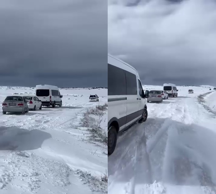 Çok sayıda araç mahsur kaldı