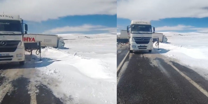 Kars’ta kayan tır yolu kapattı