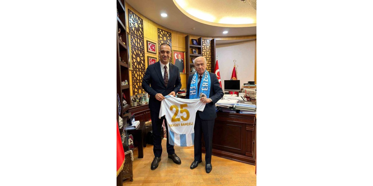 MHP’li Yurdagül’den lider Bahçeli’ye şampiyonluk ziyareti: Erzurumspor forması takdim edildi