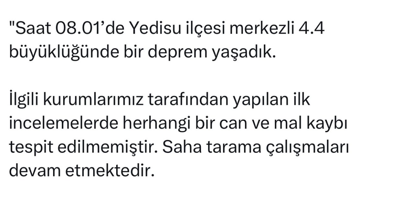 Bingöl Valiliği: "Saha tarama çalışmaları devam etmektedir"