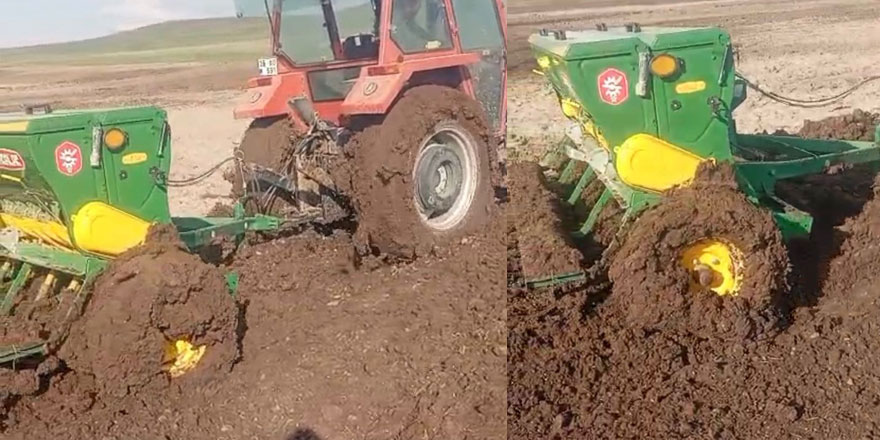 Tarlalar göle döndü: traktörler çamura saplandı