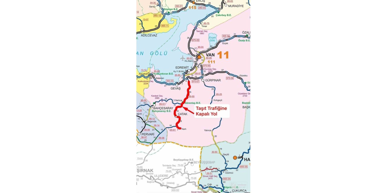 Çatak yolu araç trafiğine kapatıldı