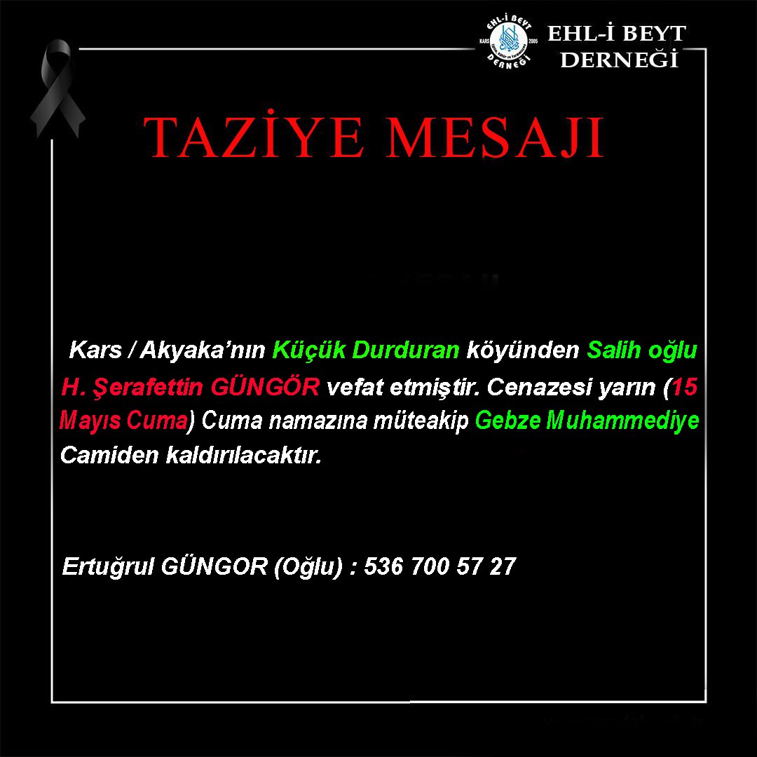 Şerafettin GÜNGÖR vefat etti