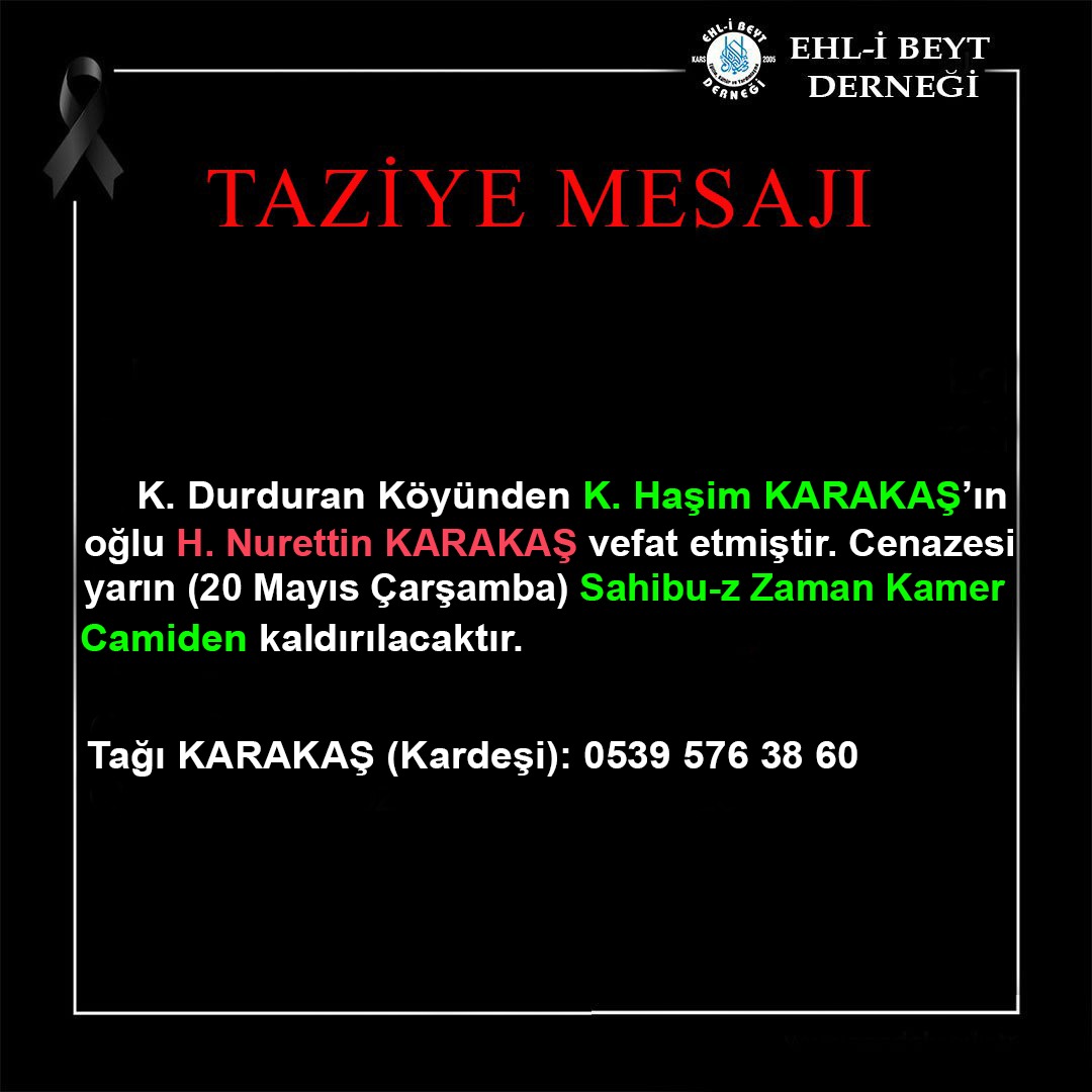Nurettin KARAKAŞ vefat etti