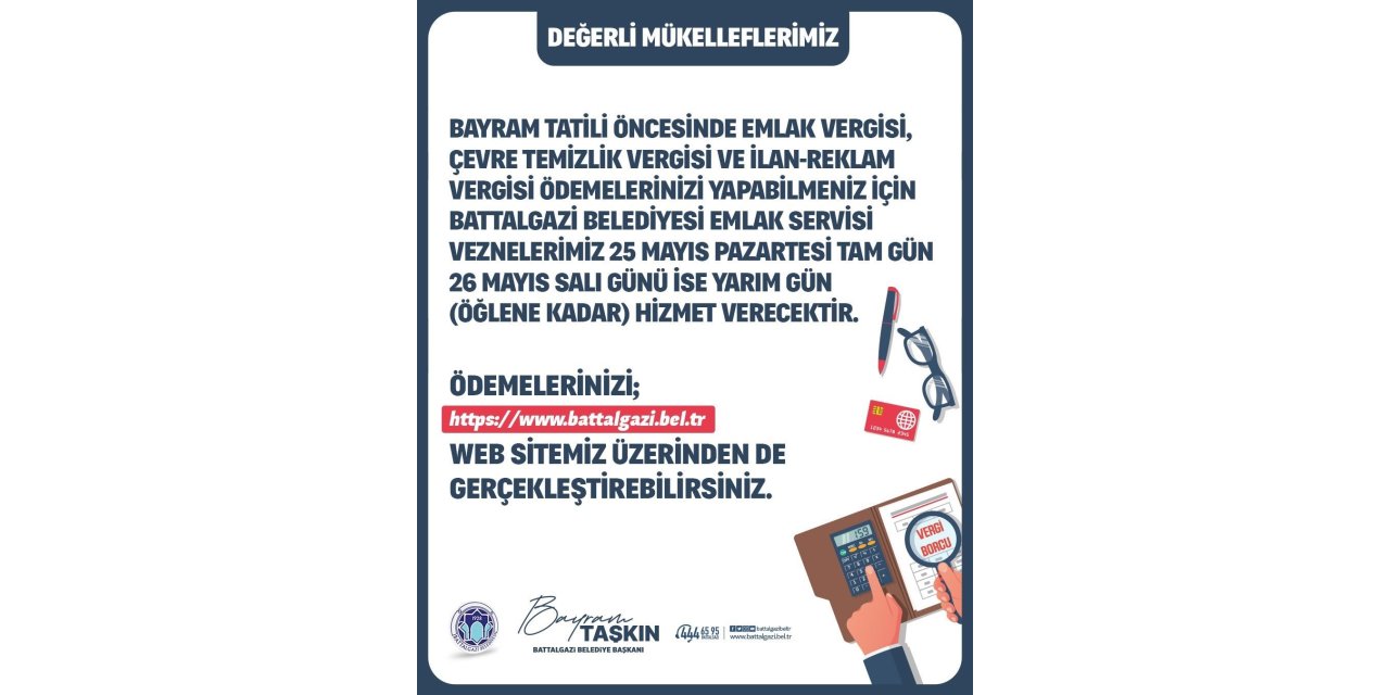 Battalgazi Belediyesi’nden bayram öncesi vezne düzenlemesi