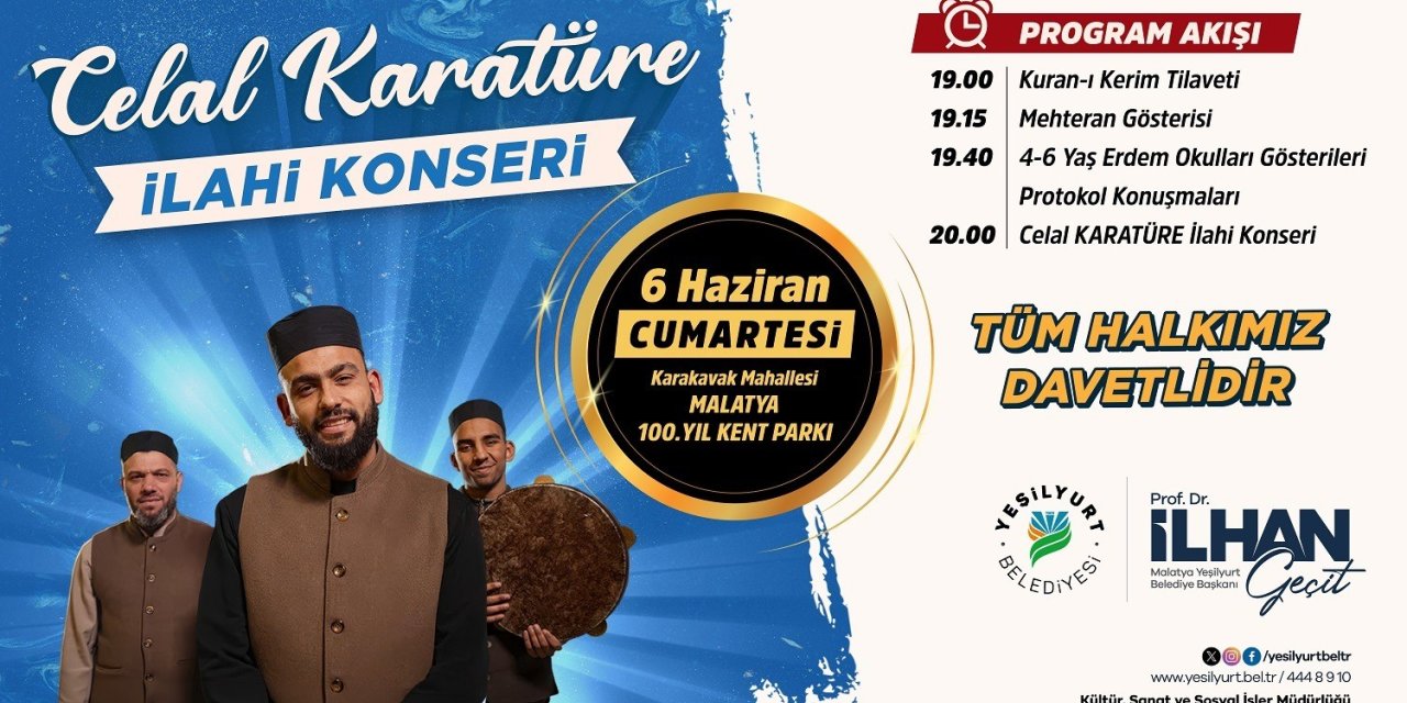 İlahi sanatçısı Celal Karatüre, 6 Haziran’da Malatyalılarla buluşuyor