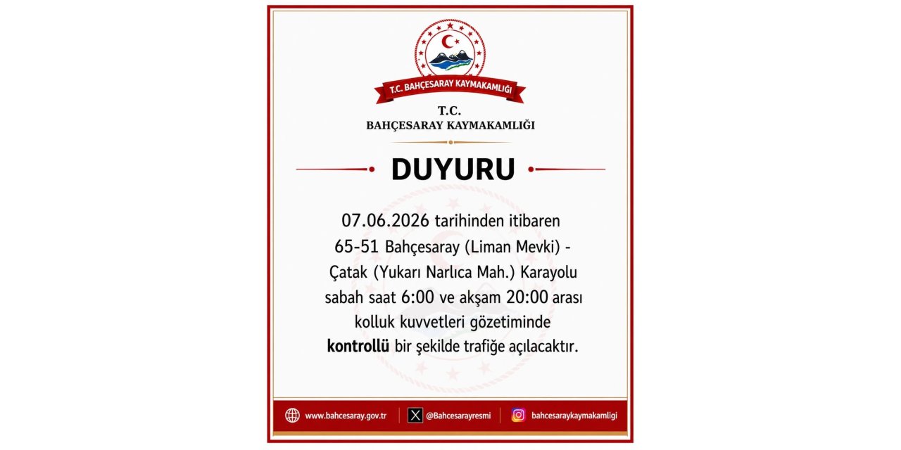 Bahçesaray yolu kontrollü olarak ulaşıma açıldı