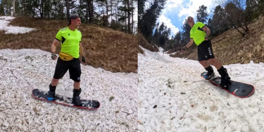 Kars’ta haziranda snowboard