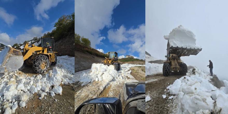 Rize’de yayla yollarında Haziran ayında kar temizliği