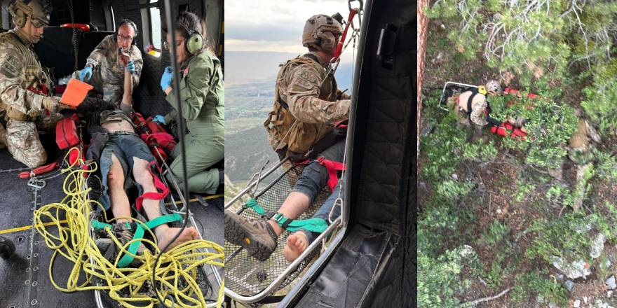 Çorum'da dağ yürüyüşü sırasında kaybolan şahıs helikopterle kurtarıldı