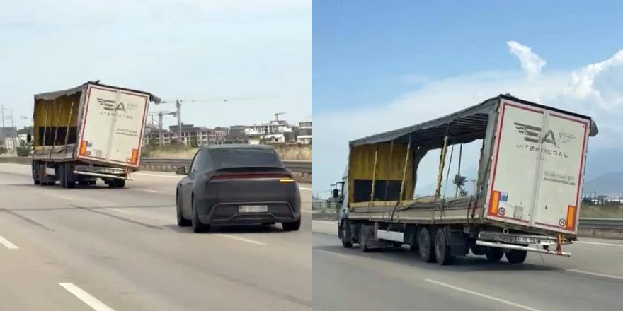 Yana yatmış şekilde seyreden dorse korkuttu