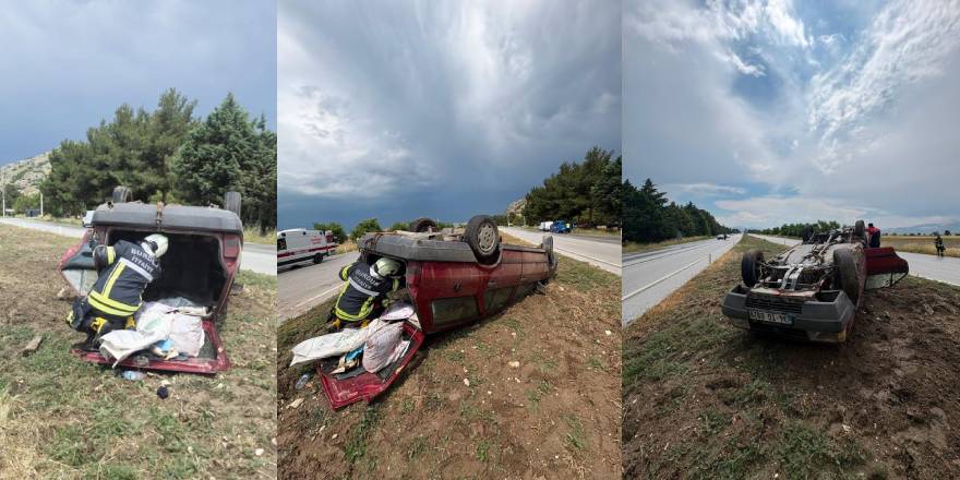 Yoldan çıkan otomobil takla attı: 2 yaralı