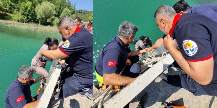 Adana'da köprüden düşen kadın itfaiye ekiplerince kurtarıldı