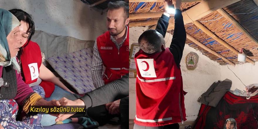 Gölün ortasında yaşayan 93 yaşındaki kadına kayıkla umut götürüldü