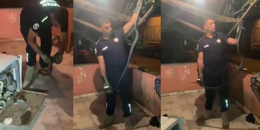Mutfakta korku dolu anlar: Bulaşık makinesinden 2 metrelik yılan çıktı
