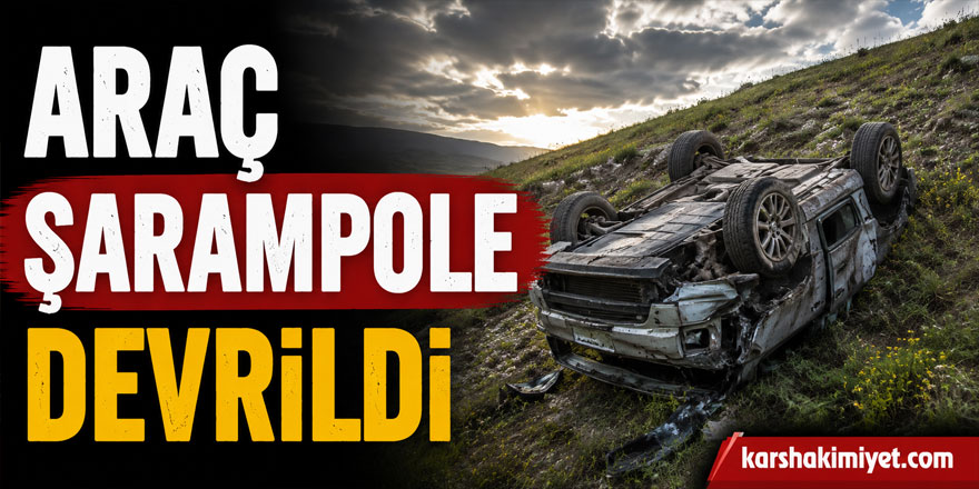 Şarampole Devrilip Alev Alan Araçtan Sürücüyü Vatandaşlar Kurtardı