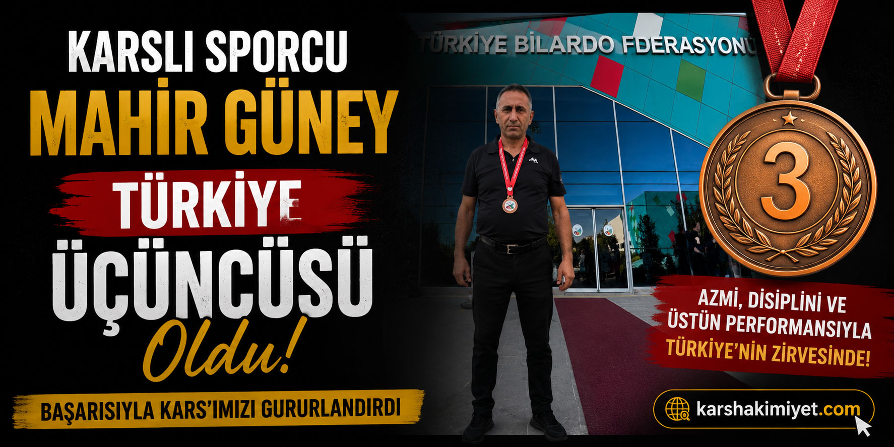 Karslı Sporcu Mahir Güney Türkiye Üçüncüsü Oldu