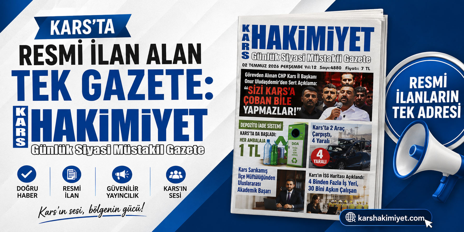 Kars'ta Resmi İlan Alan Tek Gazete: Kars Hakimiyet
