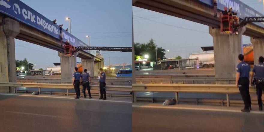 Yarı çıplak şahıs üst geçitte asılı bulundu