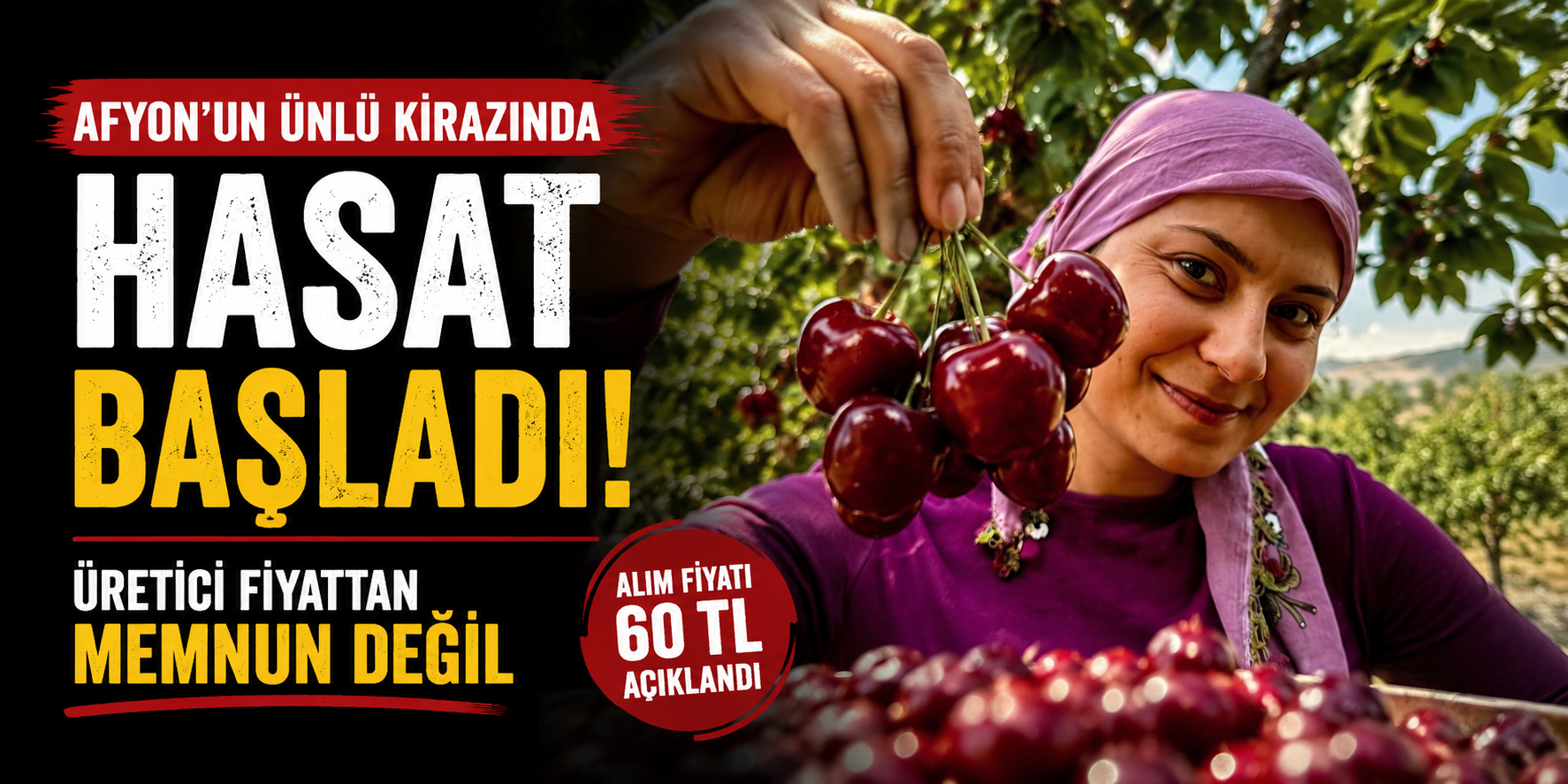 Afyon’un Ünlü Kirazında Hasat Başladı, Üretici Fiyattan Memnun Değil