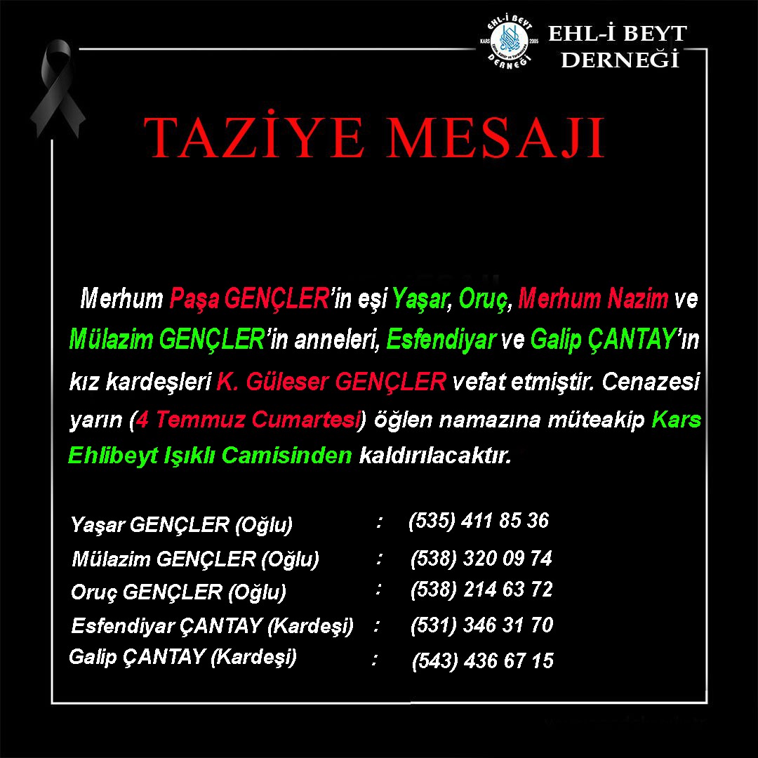 Güleser GENÇLER vefat etti