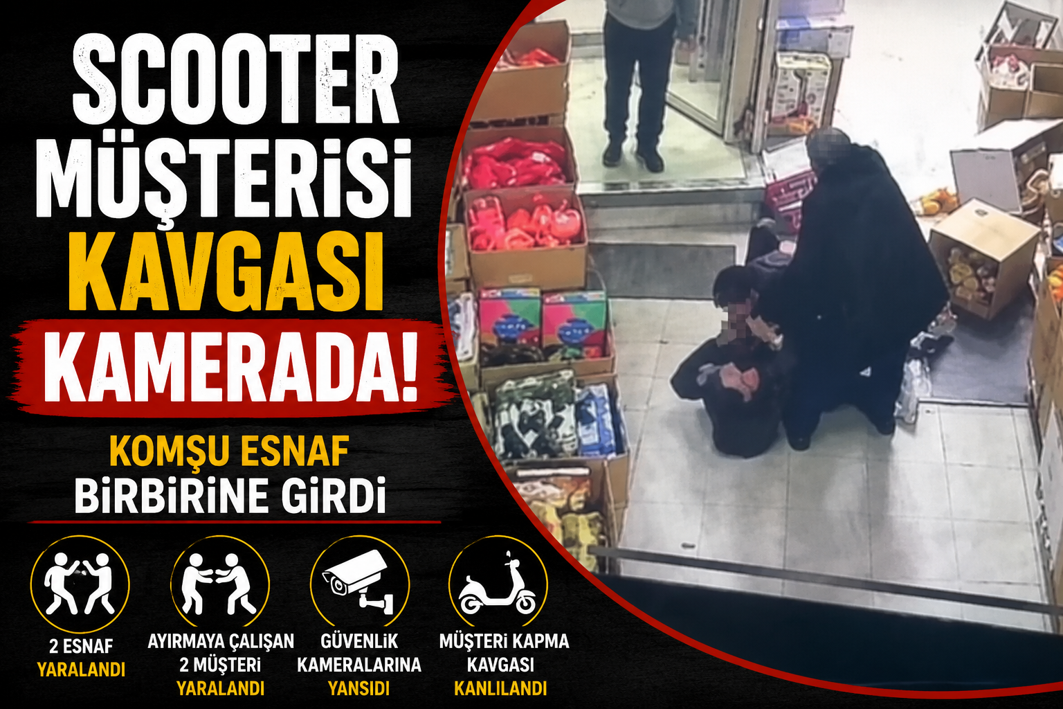 Scooter Müşterisi Kavgası Kamerada: Komşu Esnaf Birbirine Girdi