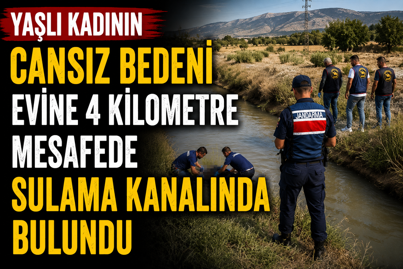 Yaşlı kadının cansız bedeni evine 4 kilometre mesafede sulama kanalında bulundu