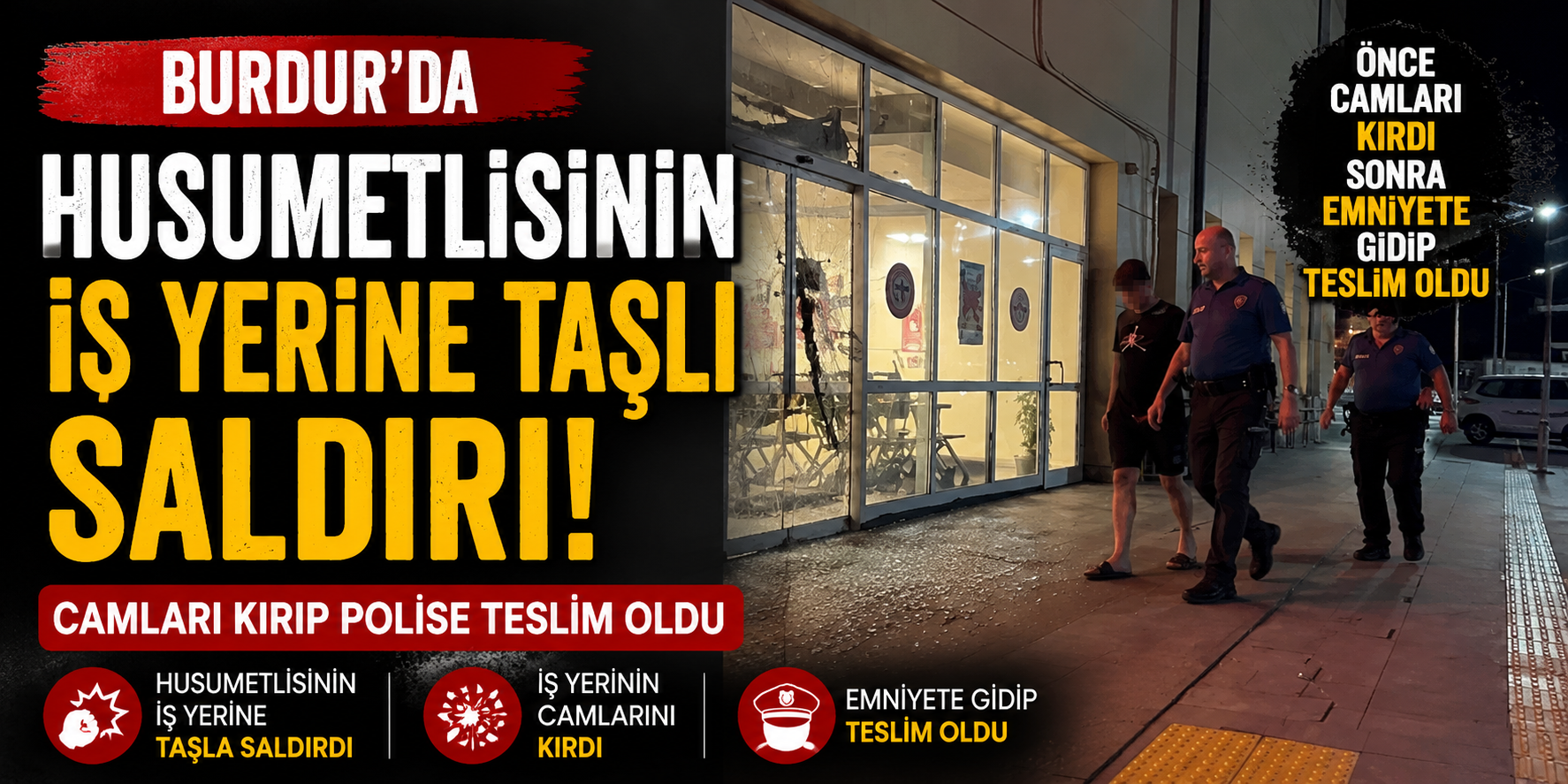 Husumetlisinin İş Yerine Taşlı Saldırı: Camları Kırıp Polise Teslim Oldu