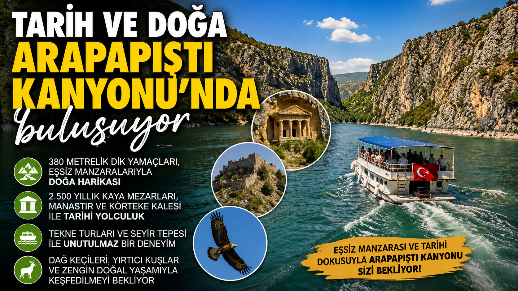 Tarih ve Doğanın Buluştuğu Kanyon Ziyaretçilerini Büyülüyor