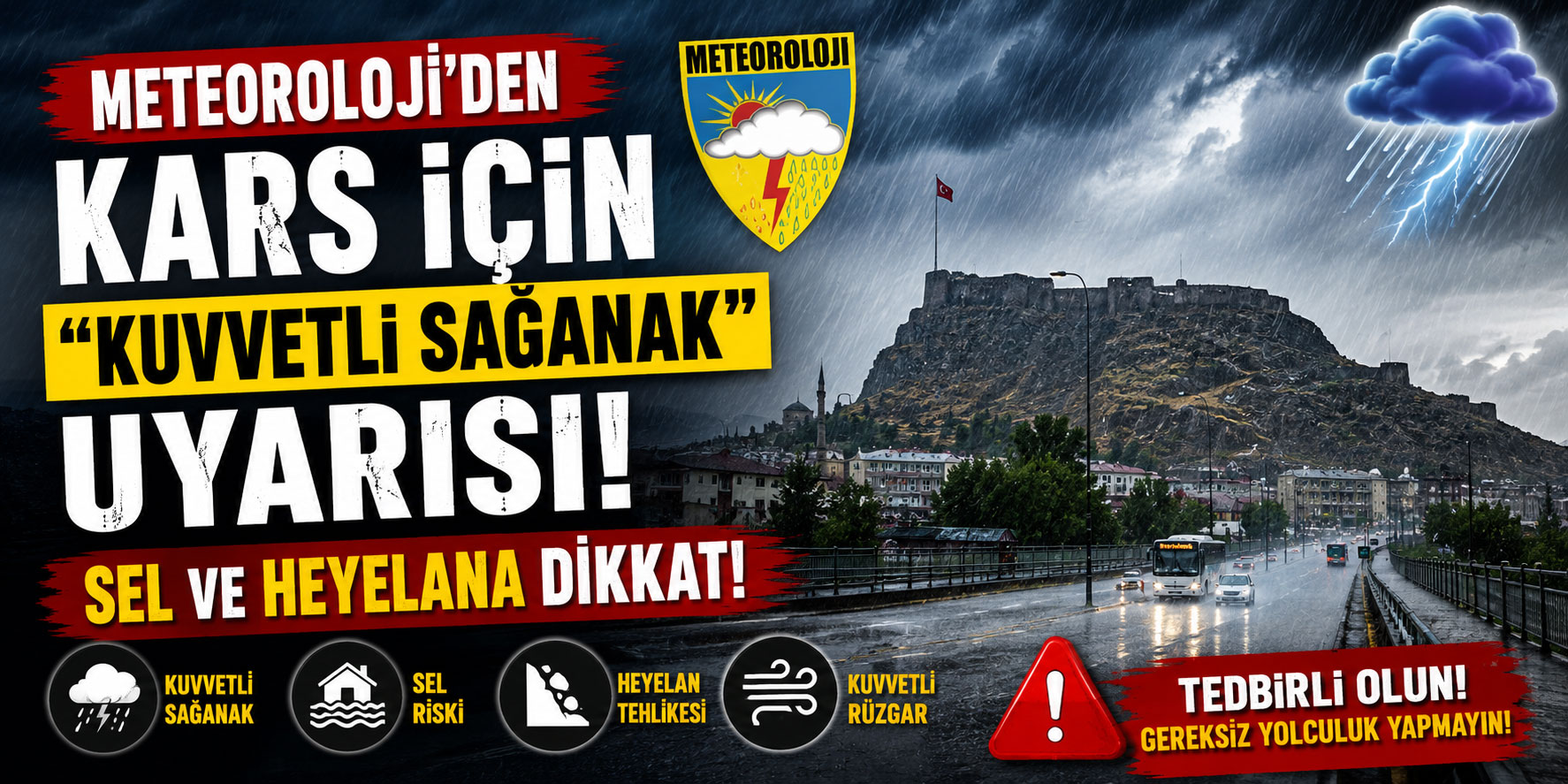 Meteoroloji’den Kars İçin "Kuvvetli Sağanak" Uyarısı: Sel ve Heyelana Dikkat!
