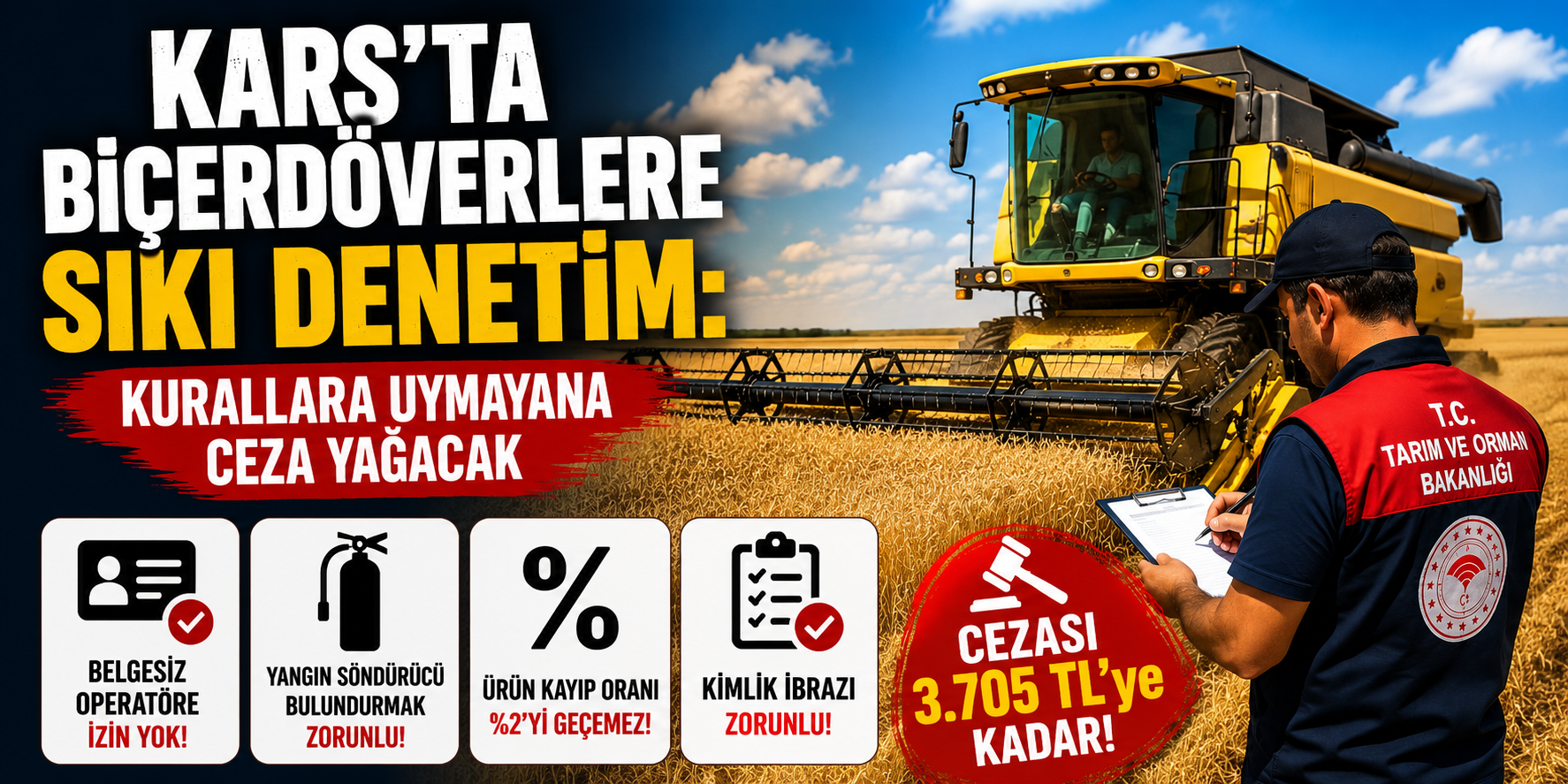 Kars’ta Biçerdöverlere Sıkı Denetim: Kurallara Uymayana Ceza Yağacak