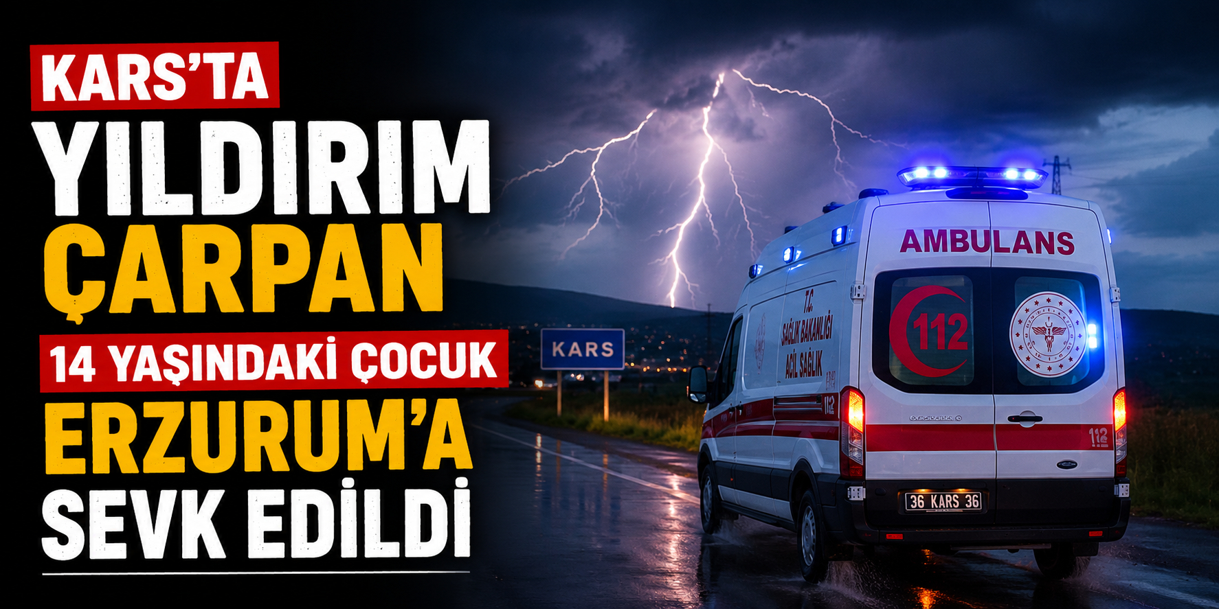 Kars'ta yıldırım çarpan 14 yaşındaki çocuk ağır yaralandı