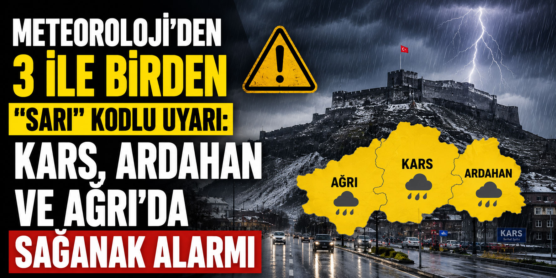 Meteoroloji’den 3 İle Birden "Sarı" Kodlu Uyarı: Kars, Ardahan Ve Ağrı’da Sağanak Alarmı