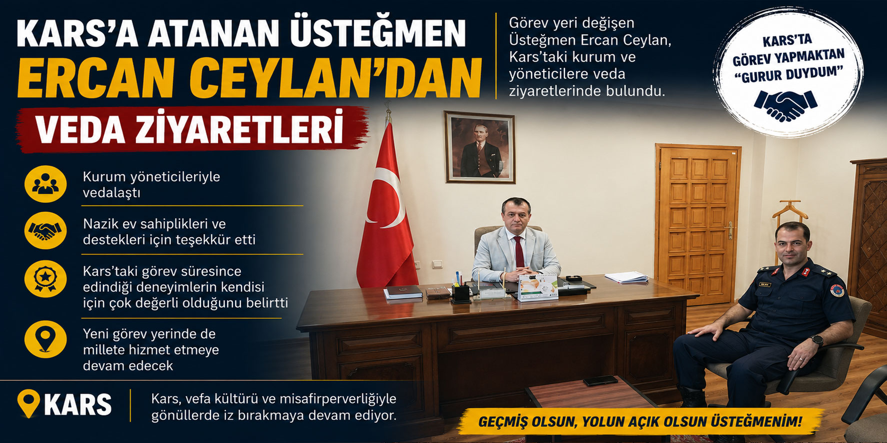 Kars’a Atanan Üsteğmen Ercan Ceylan’dan Veda Ziyaretleri