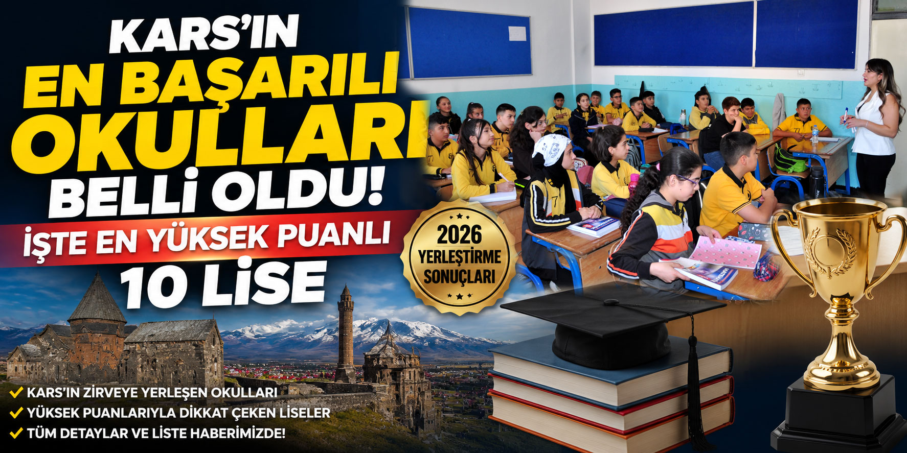 Kars’ın En Başarılı Okulları Belli Oldu: İşte En Yüksek Puanlı 10 Lise