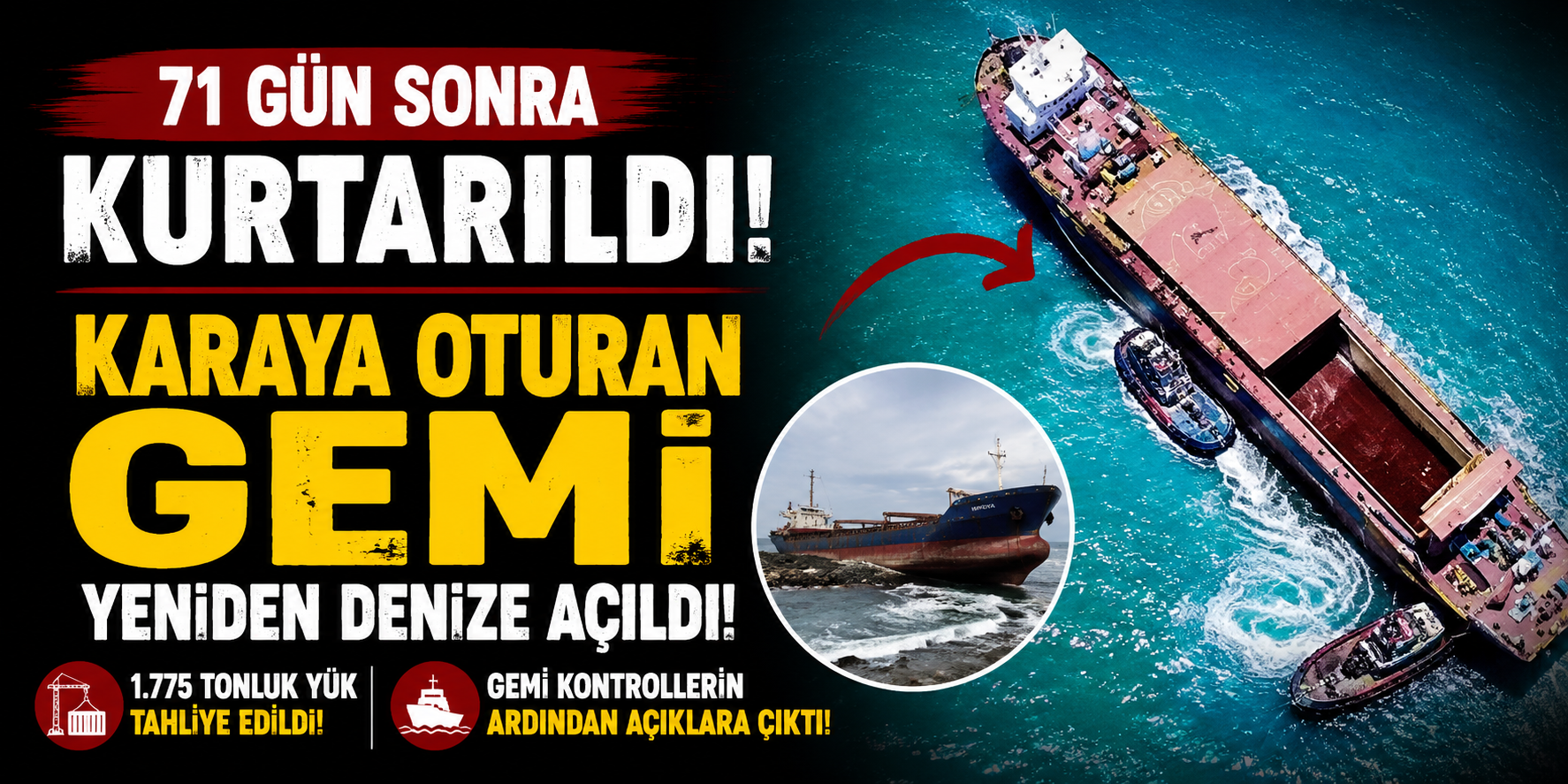 71 Gün Sonra Kurtarıldı: Karaya Oturan Gemi Yeniden Denize Açıldı