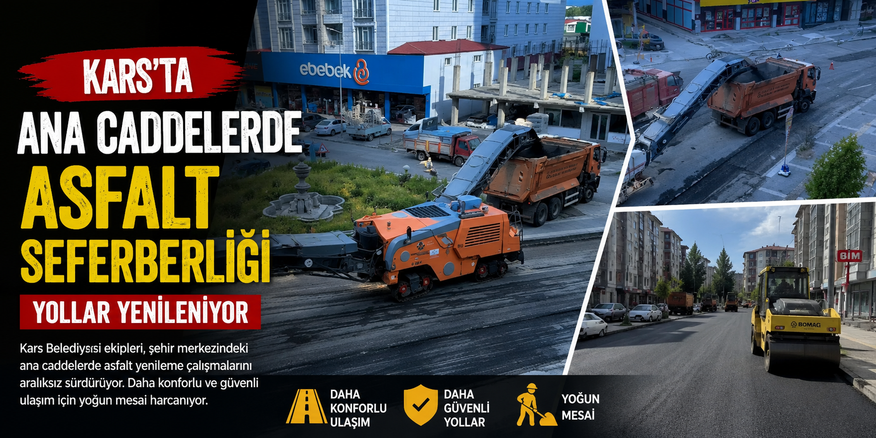 Kars’ta Ana Caddelerde Asflat Seferberliği: Yollar Yenileniyor