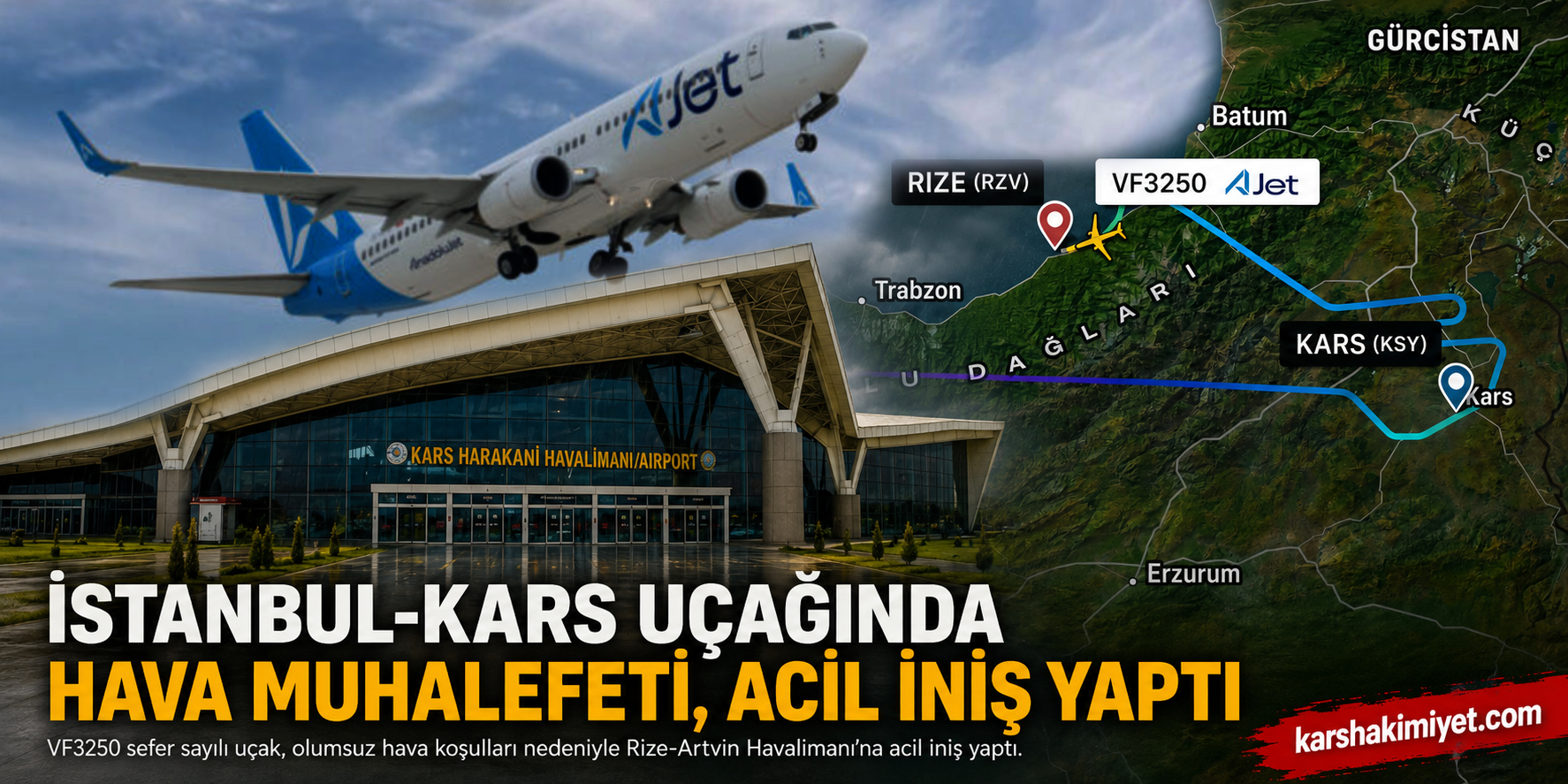 İstanbul-Kars Uçağında Hava Muhalefeti, Acil İniş Yaptı