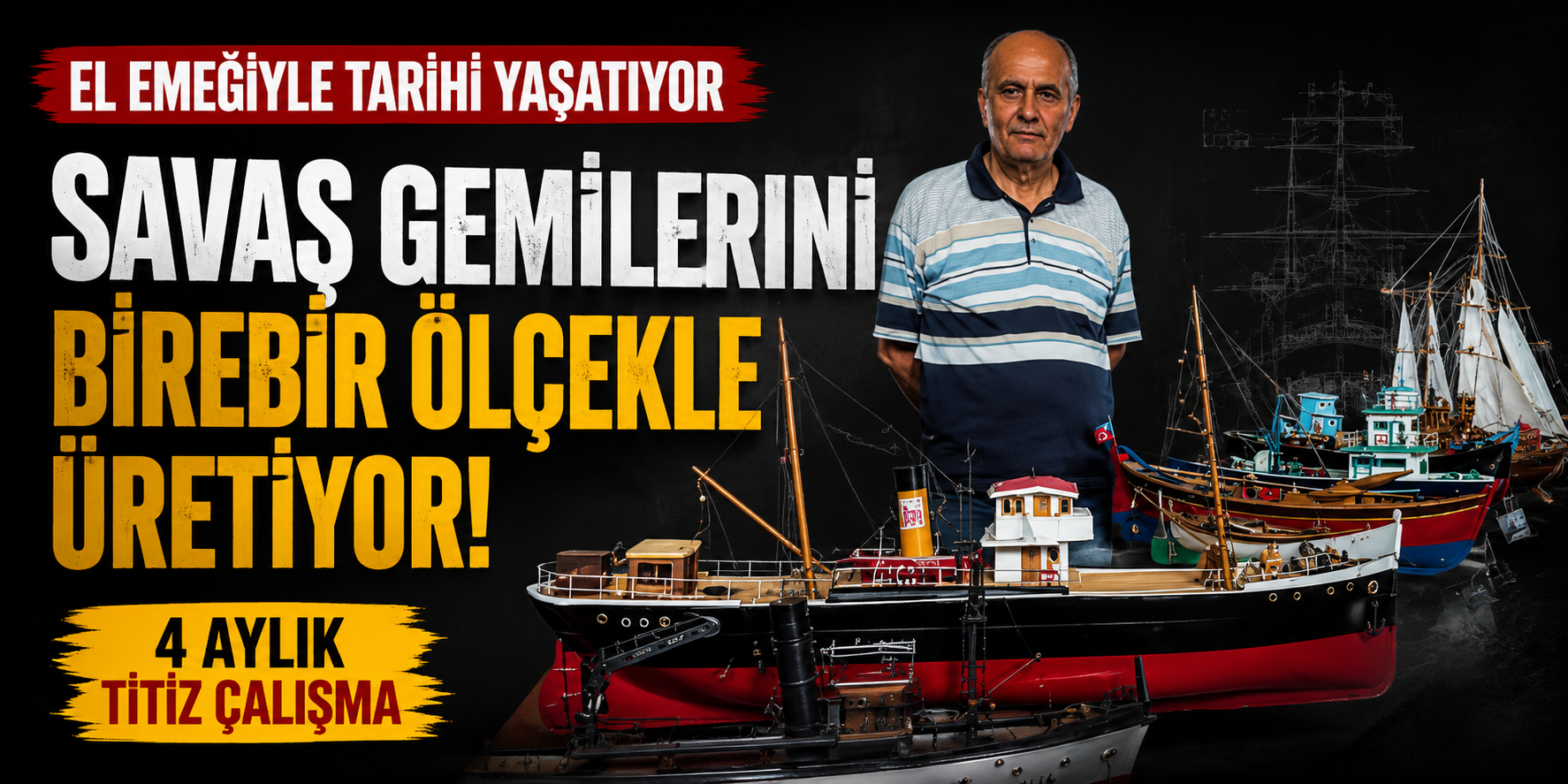 El Emeğiyle Tarihi Yaşatıyor: Savaş Gemilerini Birebir Ölçekle Üretiyor